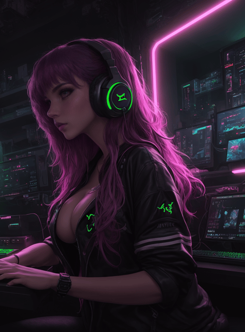 gamer, woman, computer