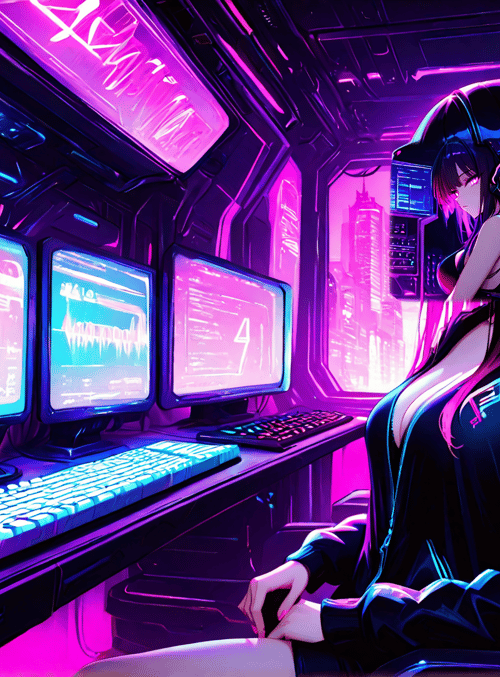 cyberpunk, gamer, anime
