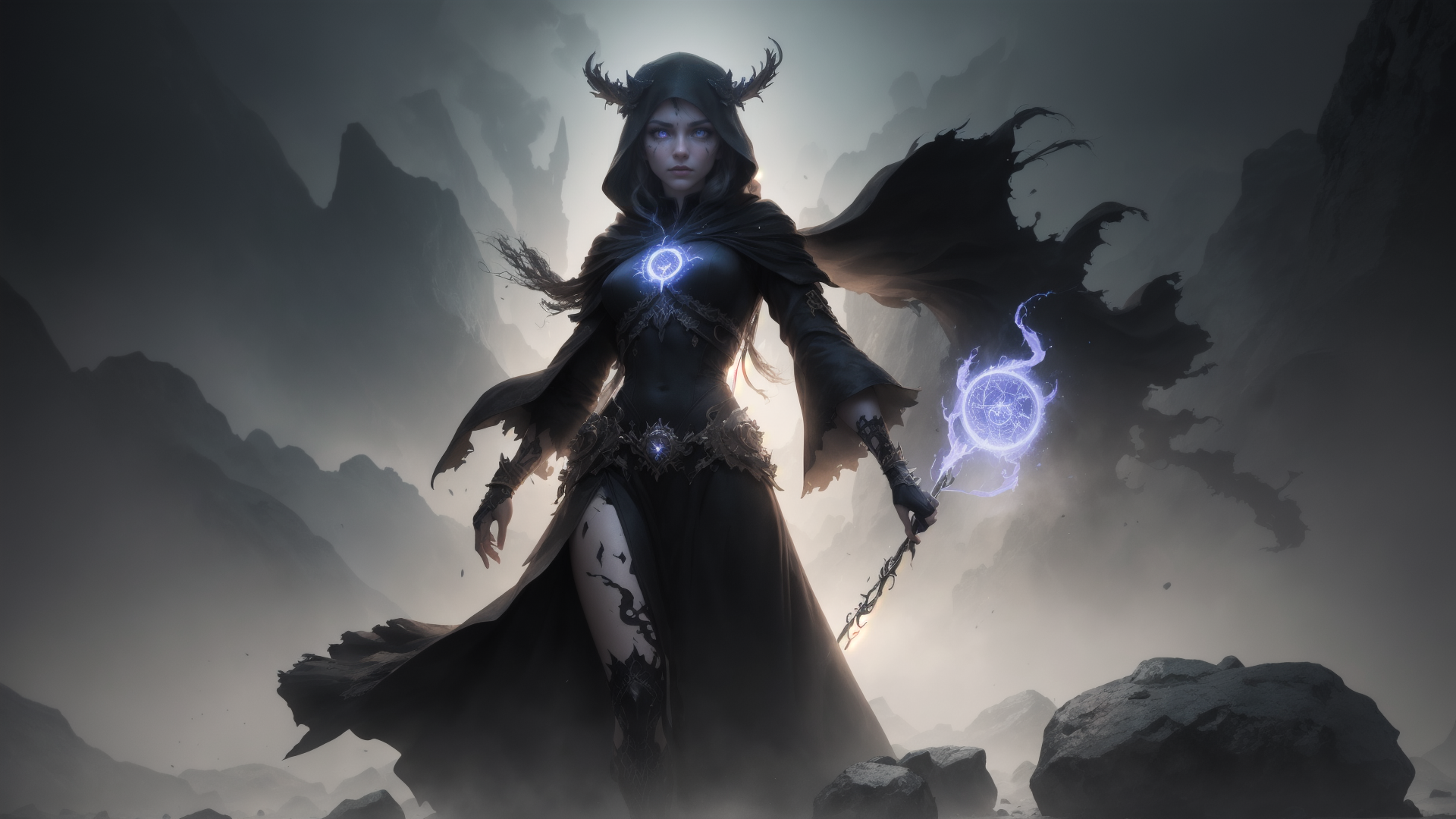 AI generated wallpaper featuring witch, mage, warlock