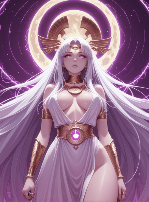 goddess, angel, woman, moon