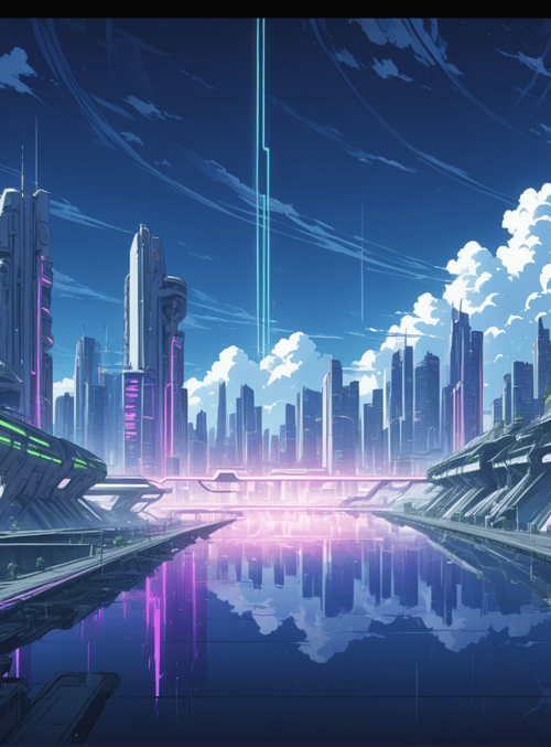 city, skyline, water