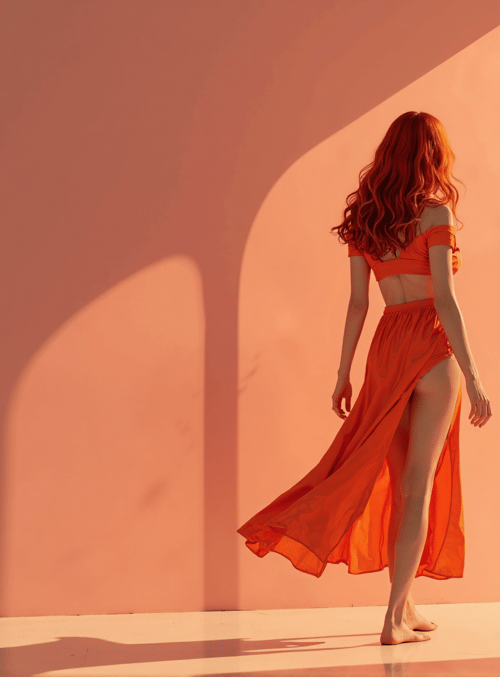 woman, dress, hair, shadow, room