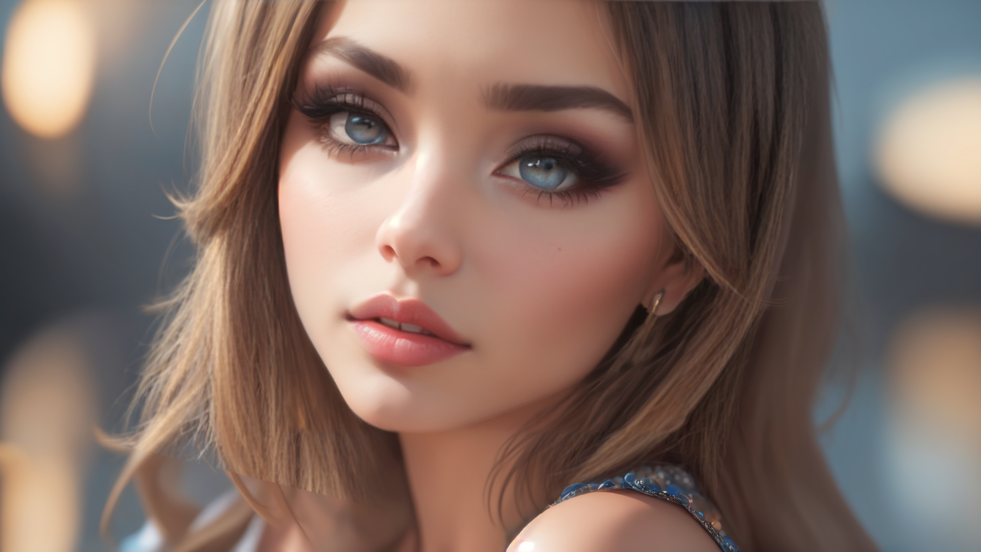 AI generated wallpaper featuring woman, portrait, hair