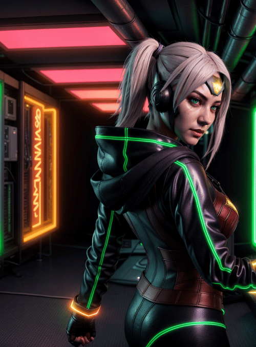 cyberpunk, woman, tech
