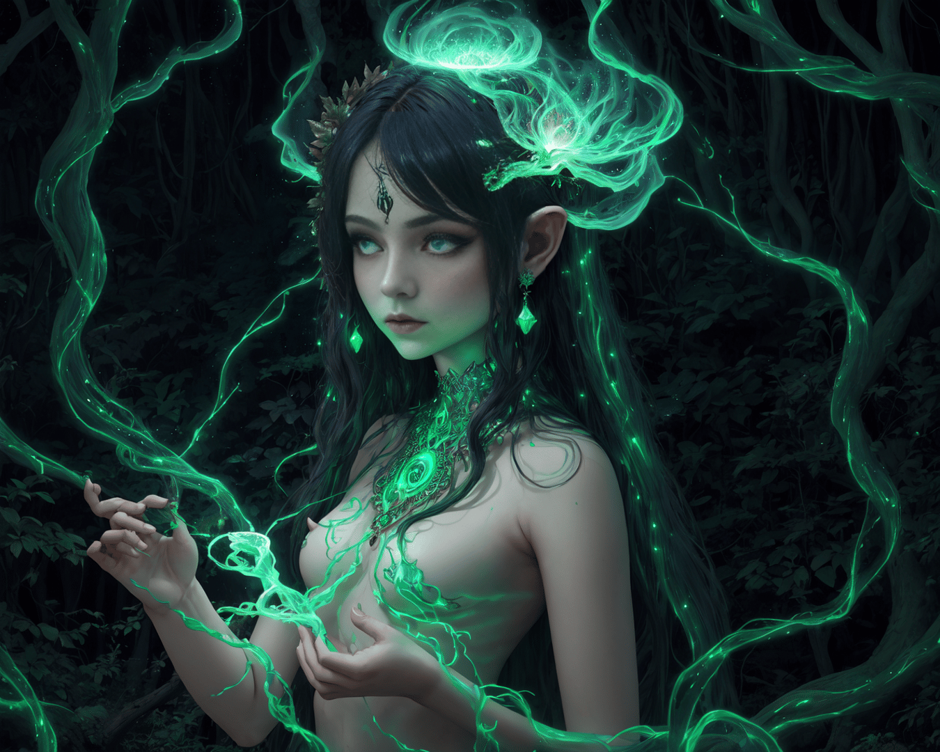 AI generated wallpaper featuring elf, nature spirit, fairy