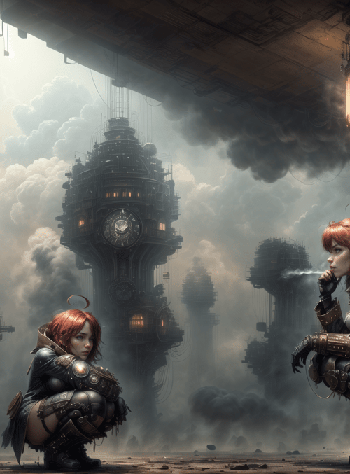 women, steampunk, clock towers