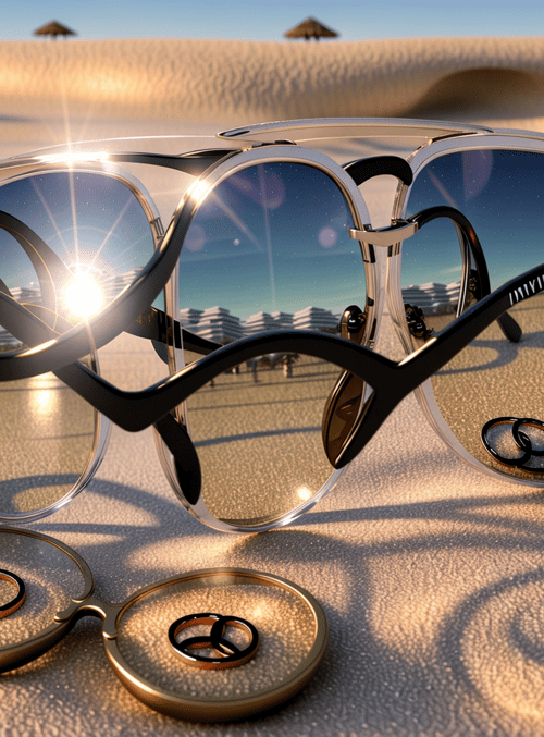 sunglasses, rings, desert