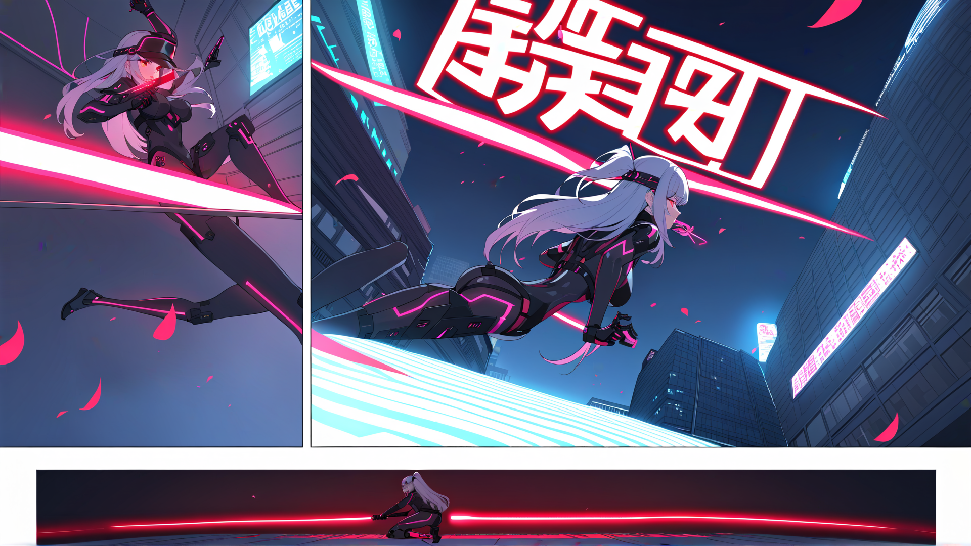 AI generated wallpaper featuring anime girl, cyberpunk, neon