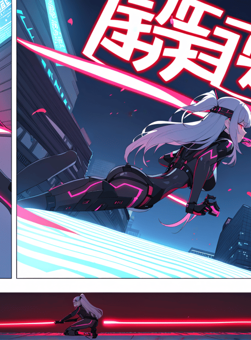 anime girl, cyberpunk, neon