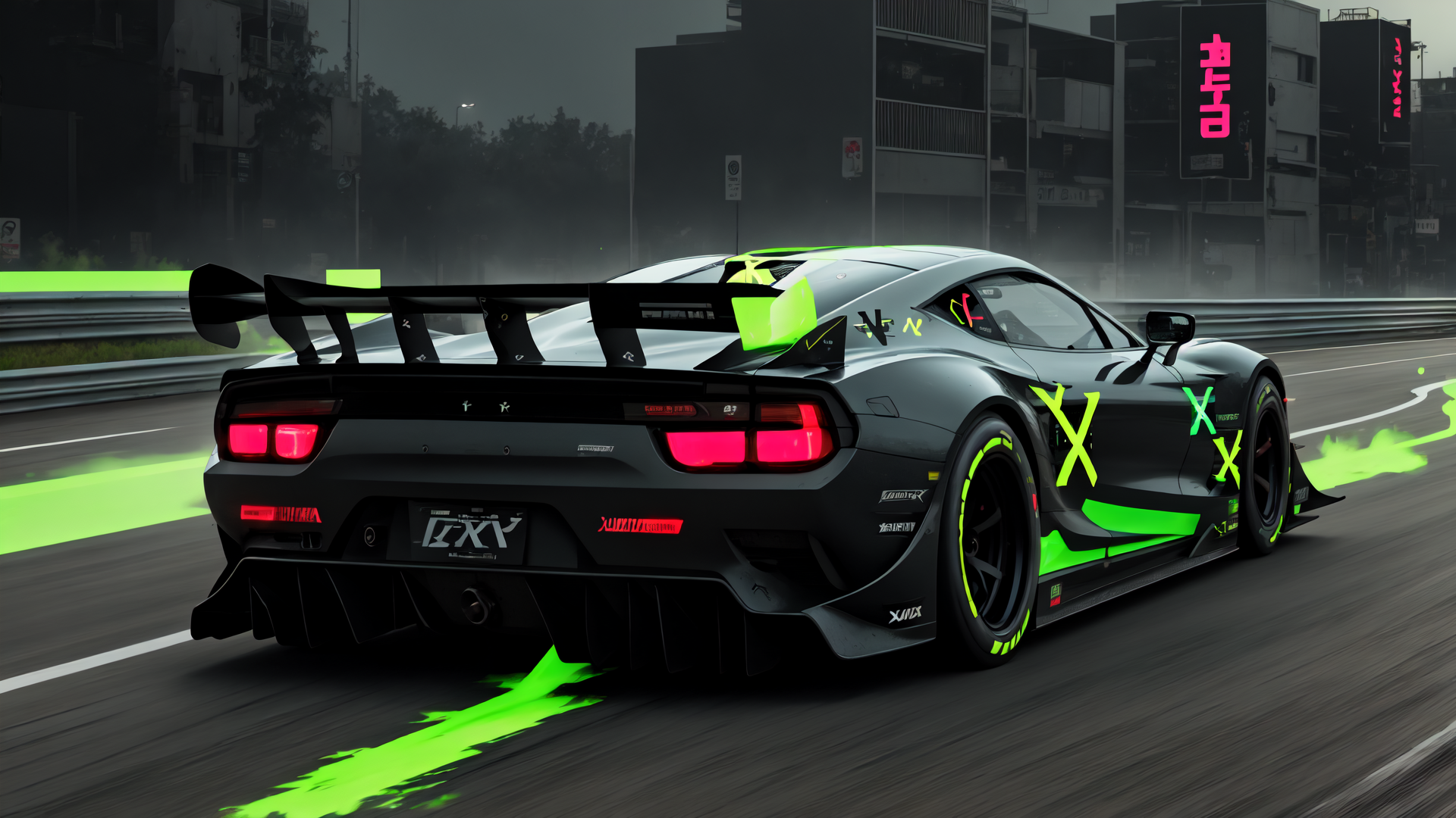 AI generated wallpaper featuring supercar, race car, car, track