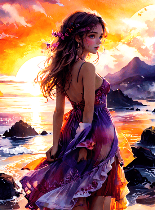 woman, beach, sun