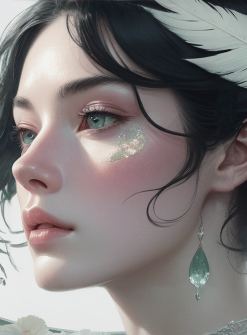 woman, feather, birds