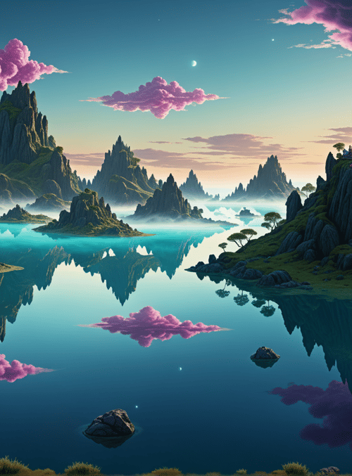 castle, mountains, lake