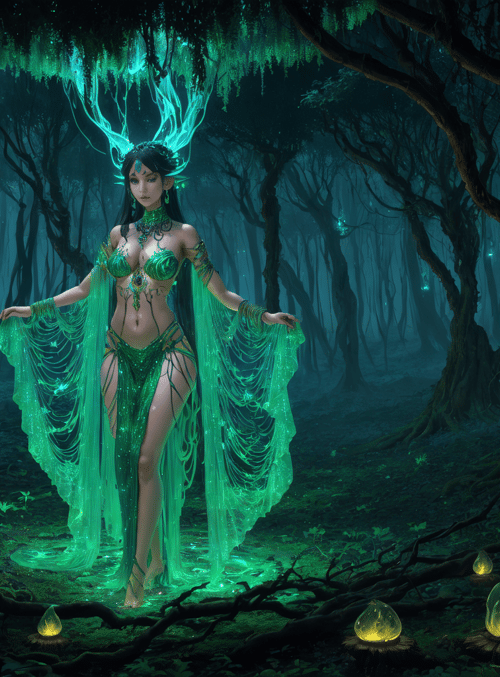fairy, forest, glowing