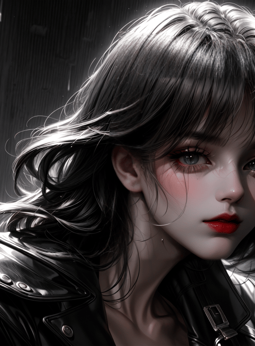 woman, leather jacket, hair