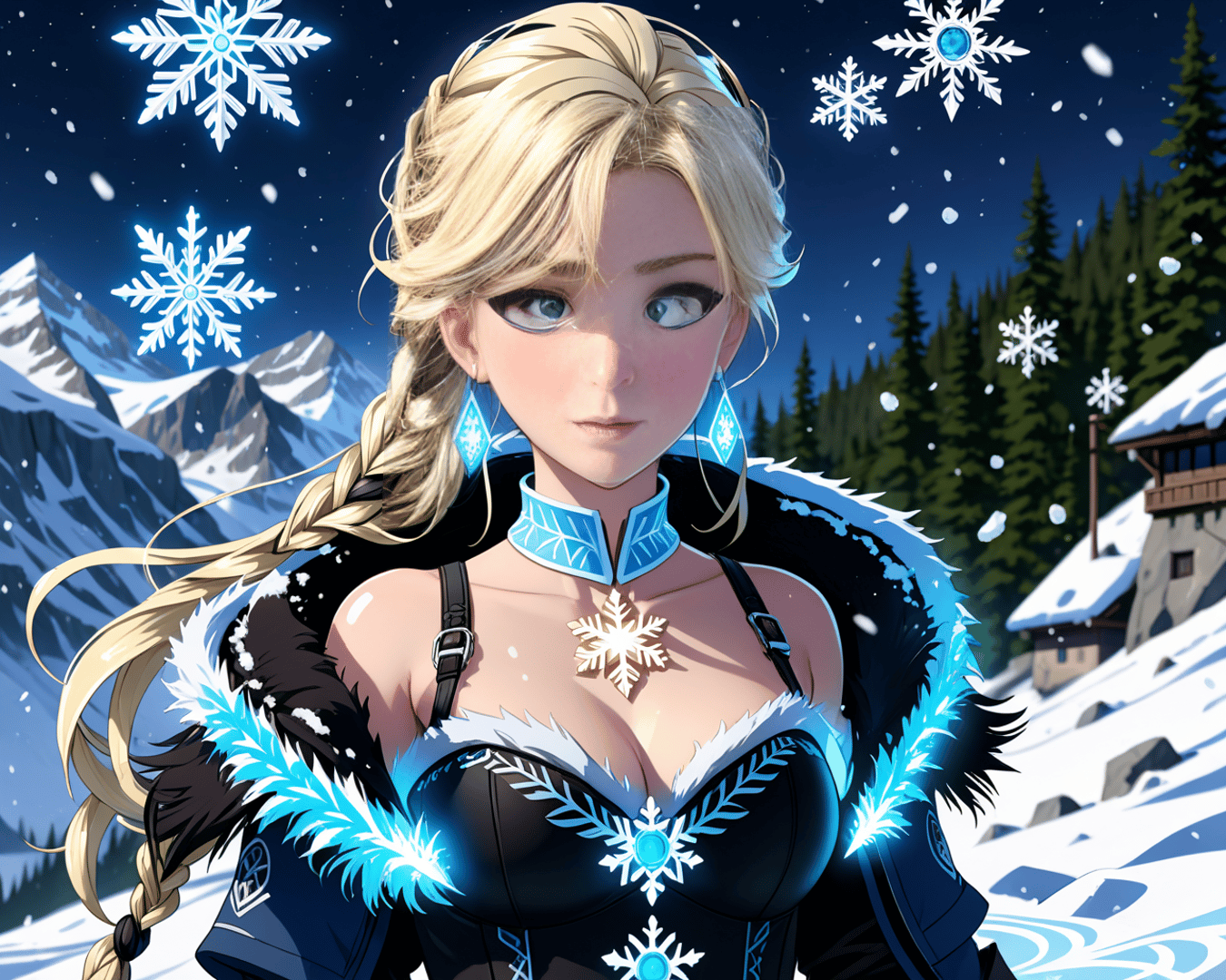 AI generated wallpaper featuring elf, winter, snow