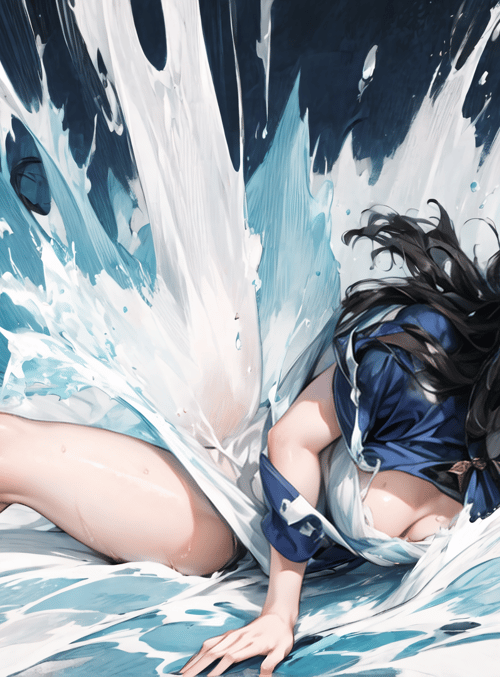 girl, water, waves