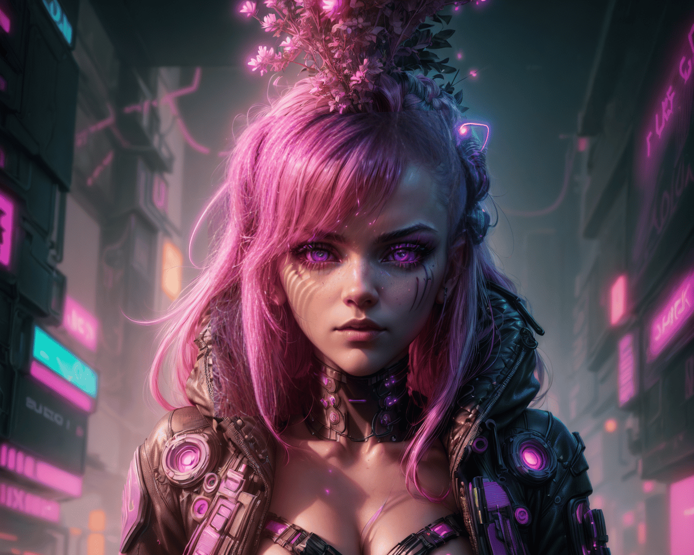 AI generated wallpaper featuring cyborg, woman, futuristic