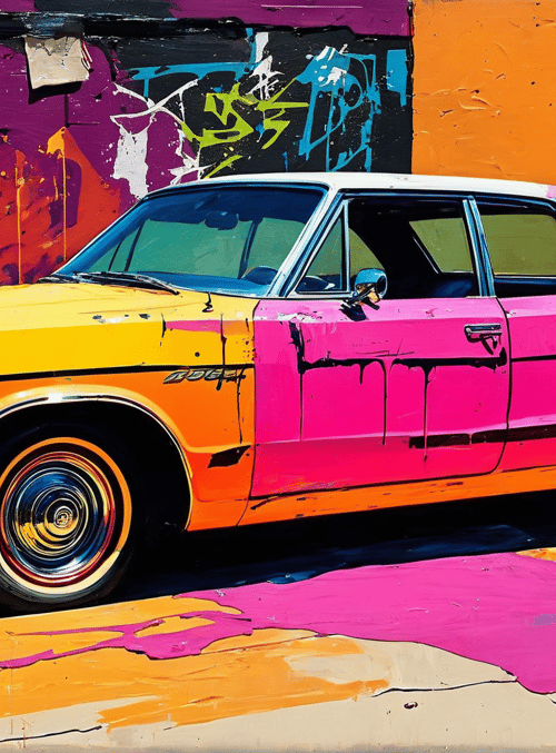 car, graffiti, wall
