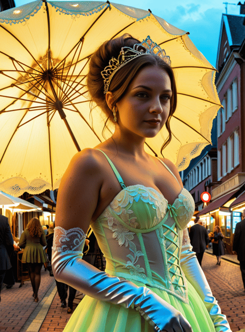 woman, umbrella, dress