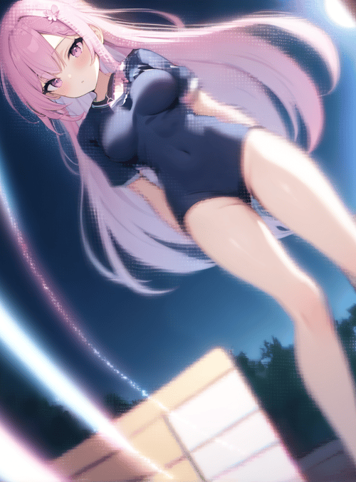 anime girl, pink hair, school uniform
