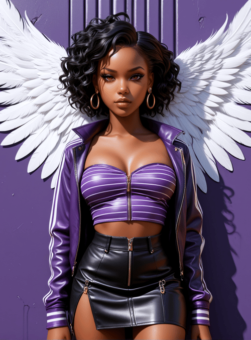 woman, angel, wings, jacket, skirt, door, hanger, ears, hair, earrings