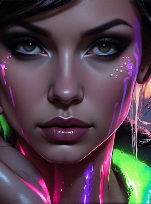 woman, sunset, neon