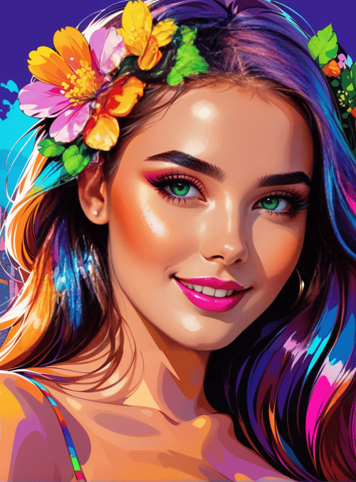 woman, cityscape, flowers