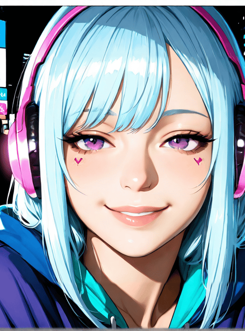 girl, headphones, cityscape, anime, hoodie