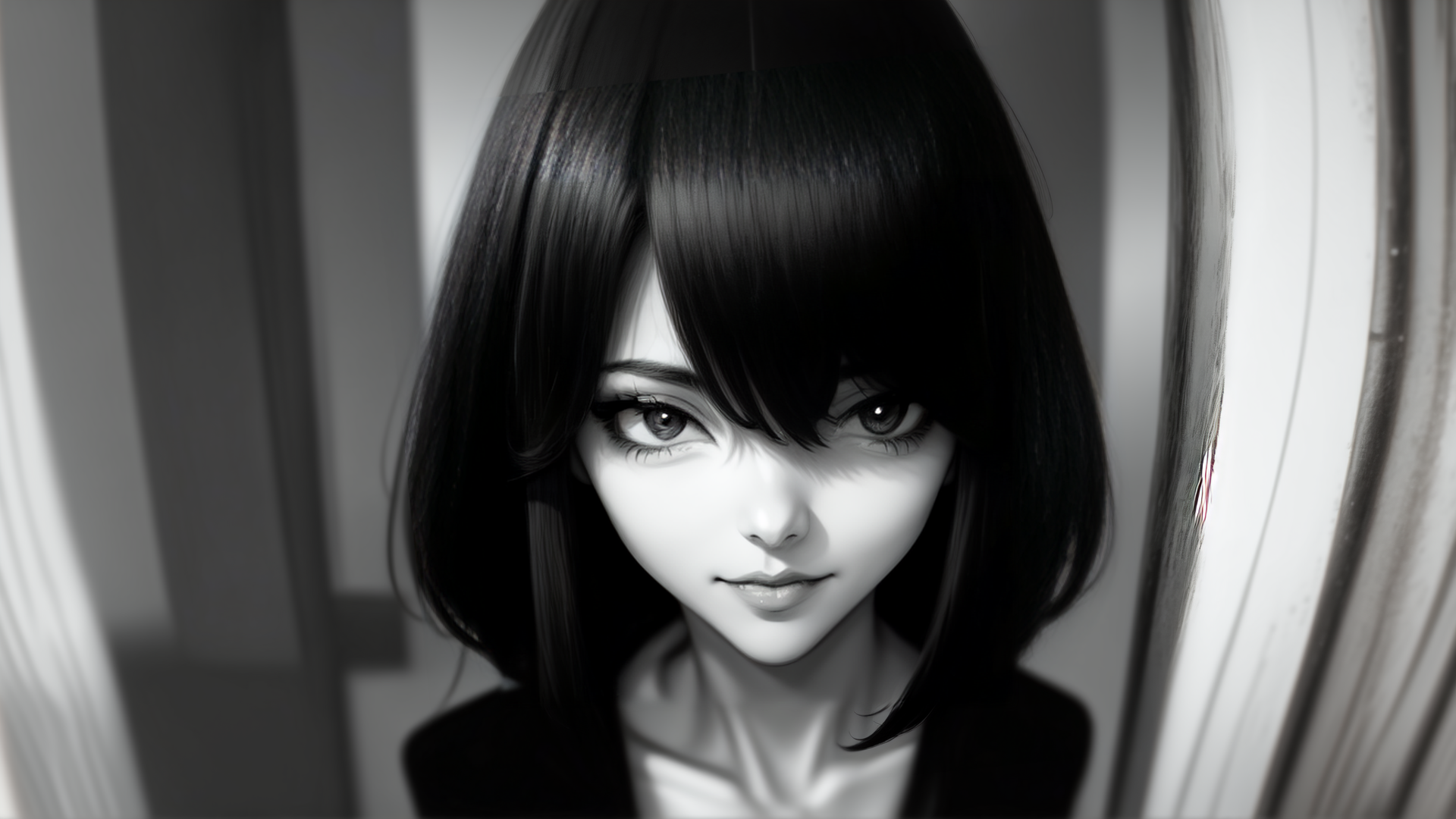 AI generated wallpaper featuring woman, hair, eyes