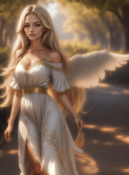 angel, woman, dress