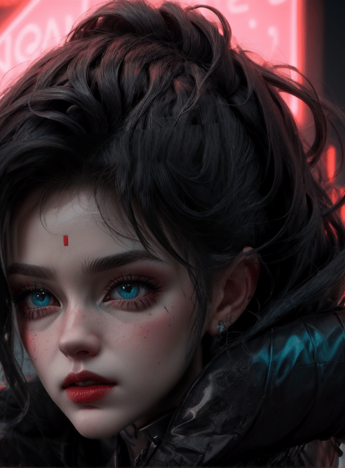 girl, cyberpunk, neon