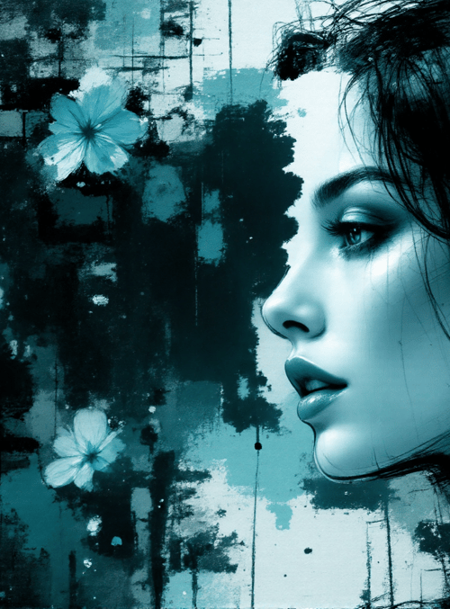 woman, flowers, portrait