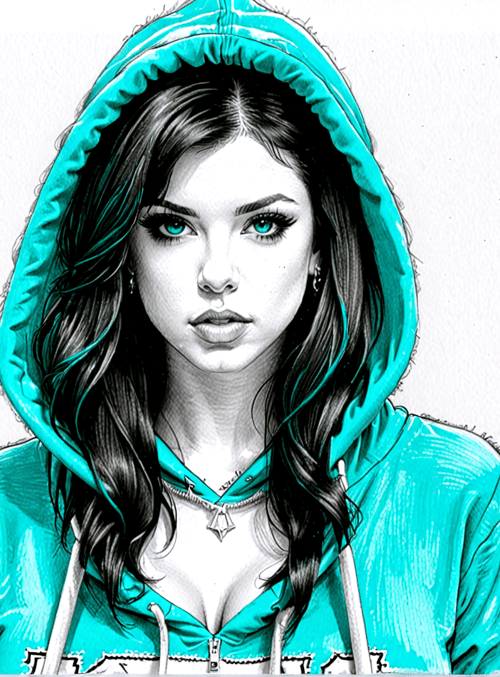 woman, hoodie, hair, necklace, ears