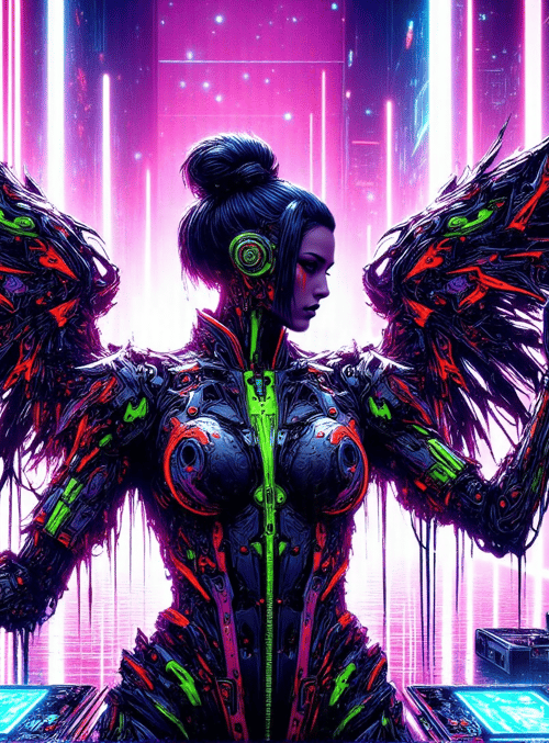cyborg, wings, dj