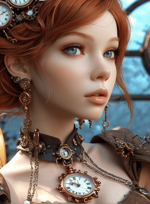 fairy, clock, gears, wings, earrings, choker, watch, trophies, clockwork, clock face