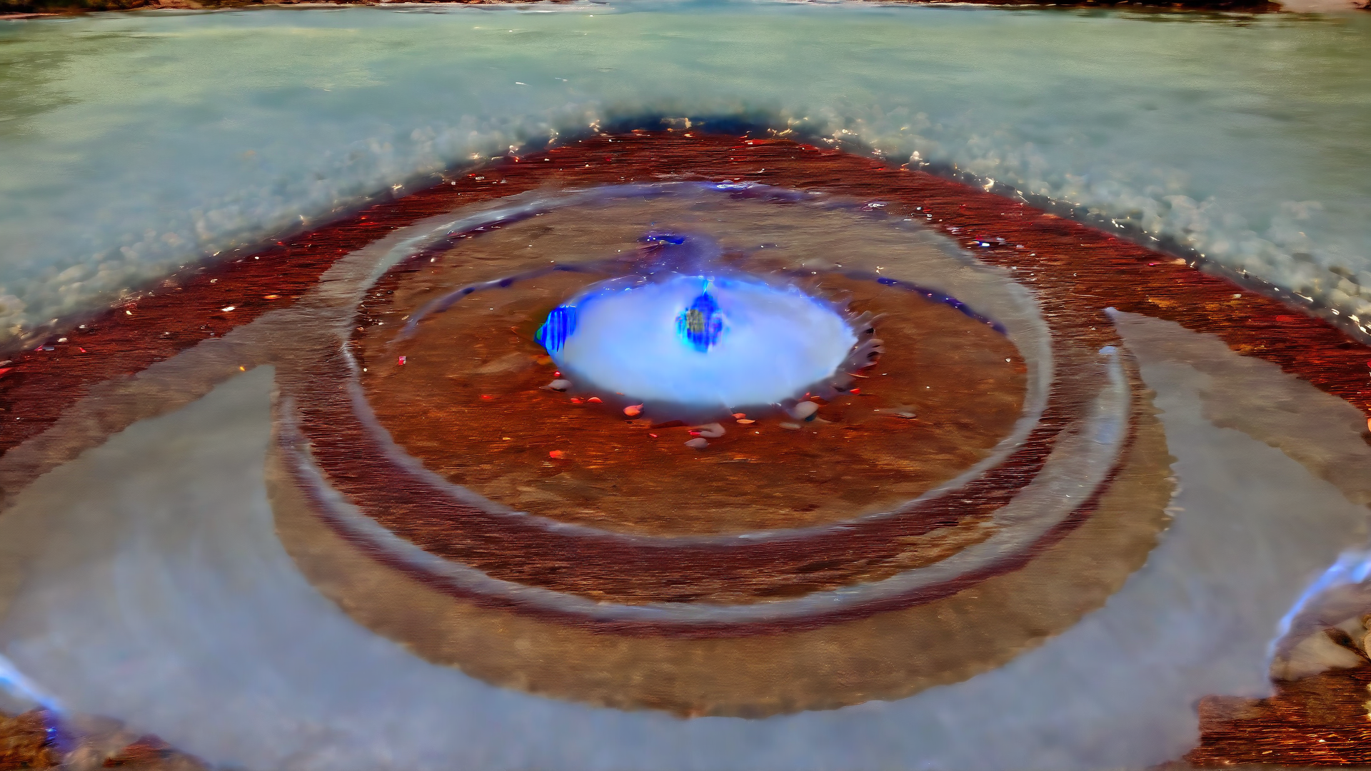 AI generated wallpaper featuring ice, water, circle