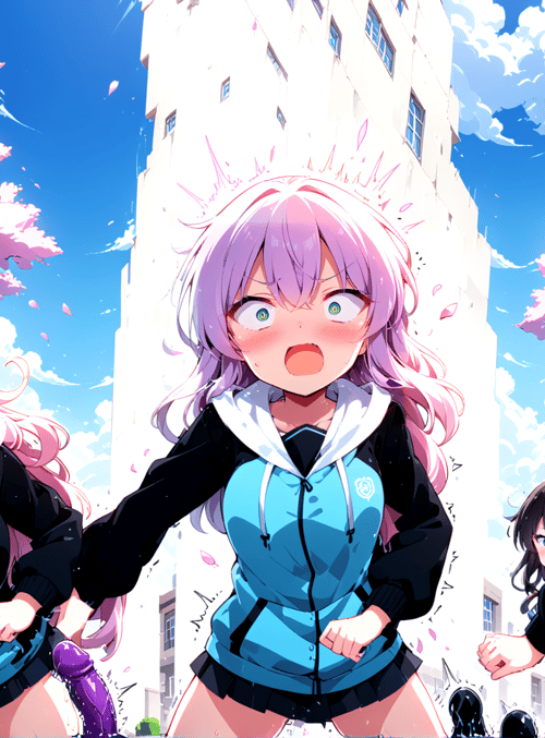 girls, cherry blossoms, school uniforms
