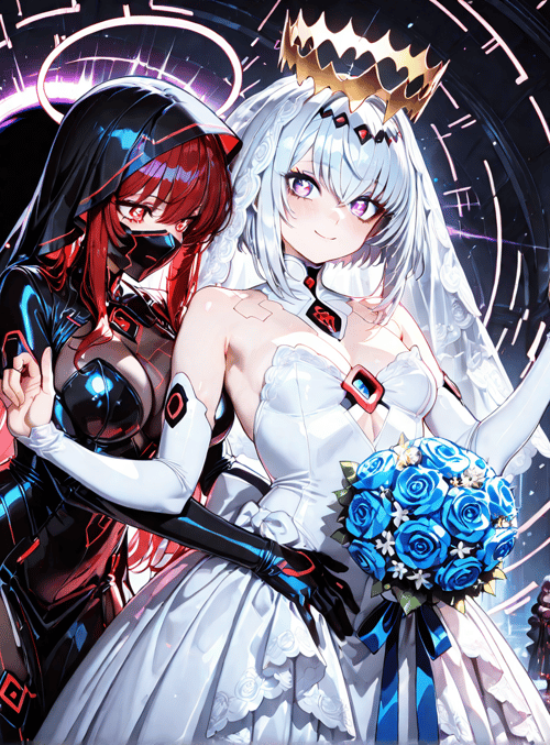 anime, bride, cyberpunk
