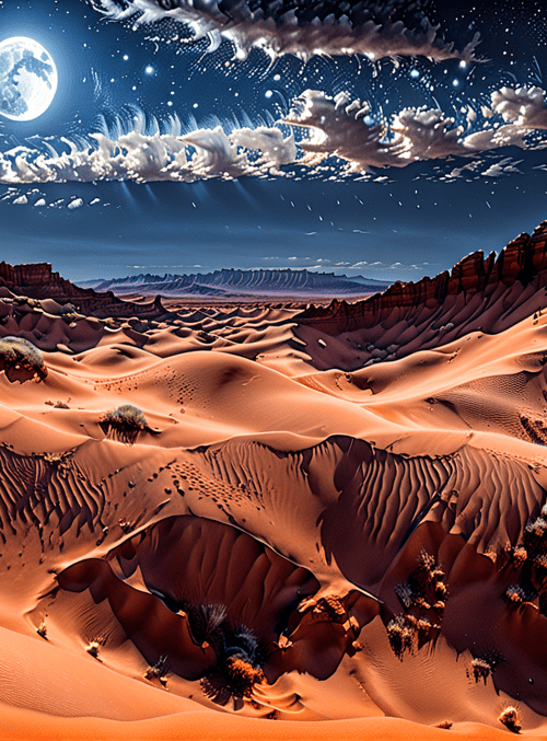 desert, moon, sand dunes