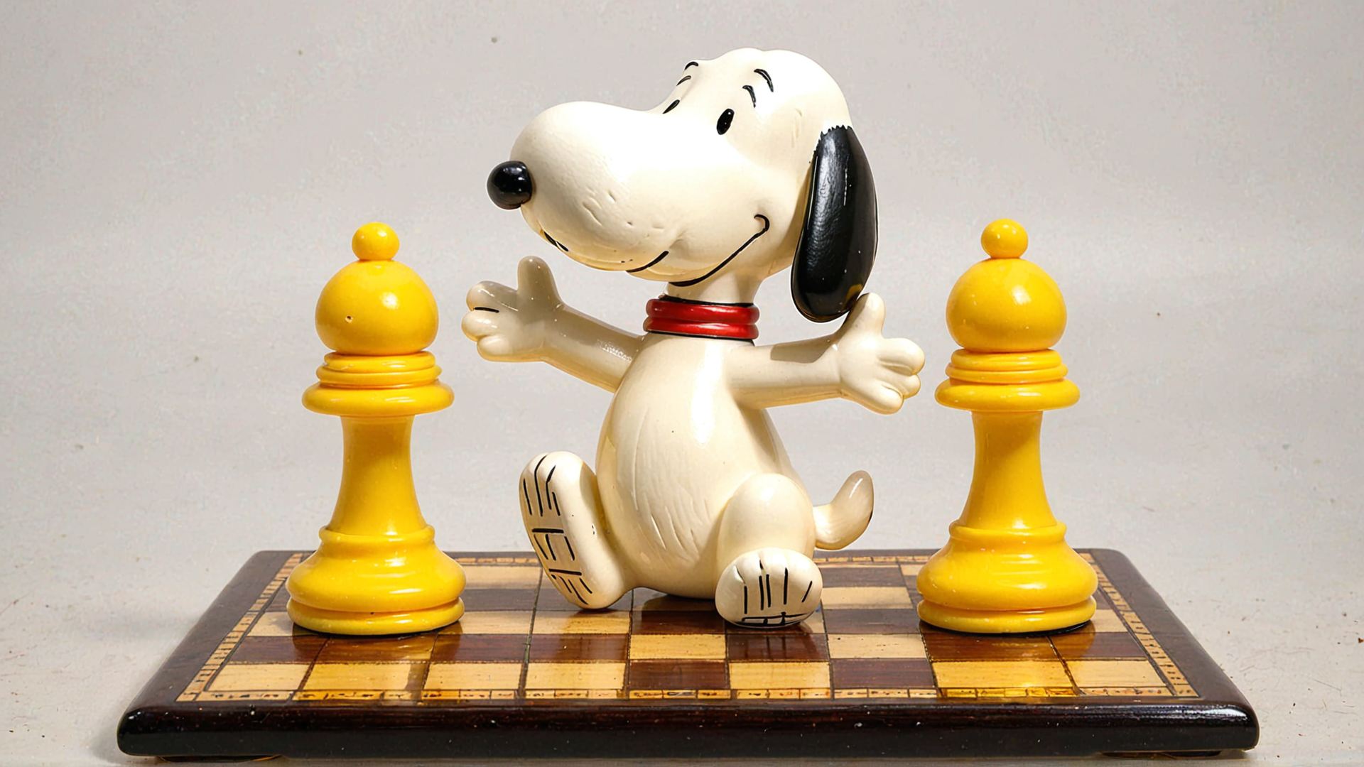 AI generated wallpaper featuring snoopy, chess, figurine