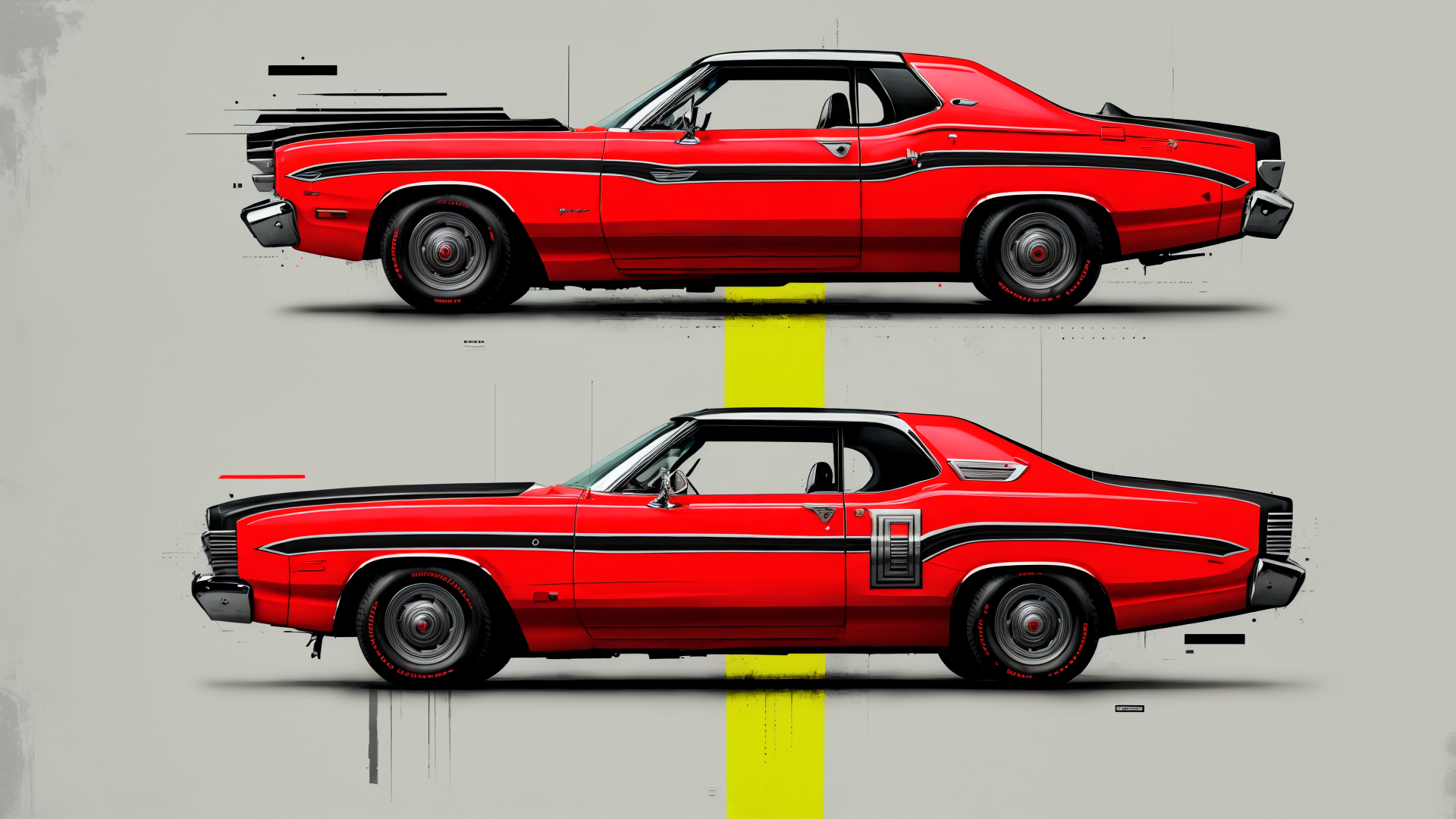 AI generated wallpaper featuring car, muscle car, classic car