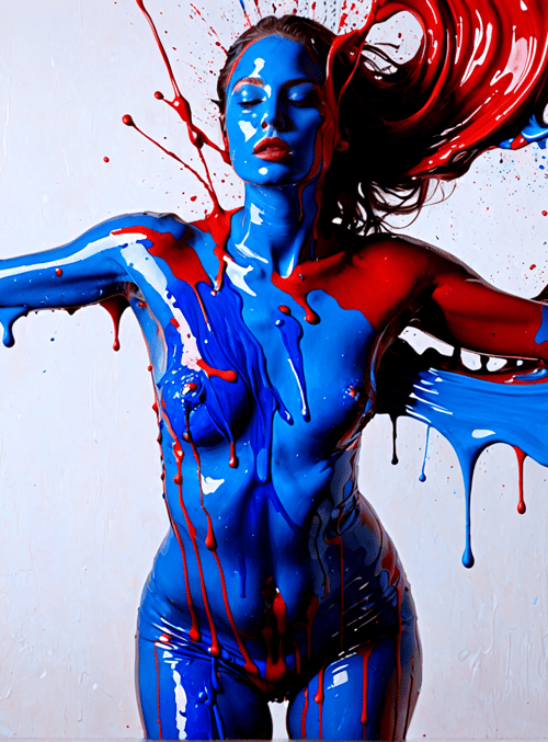 woman, paint, liquid