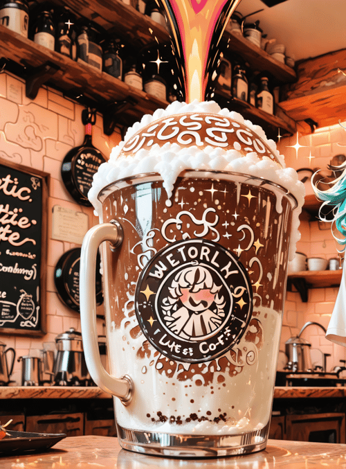 barista, coffee cup, cafe, apron, foam