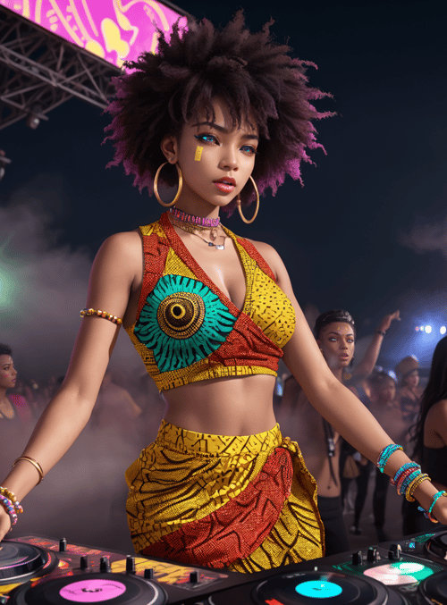dj, woman, crowd