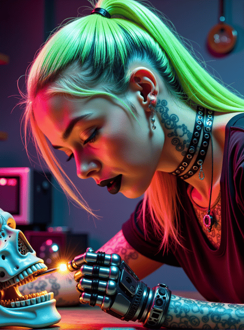 cyborg, skull, artist