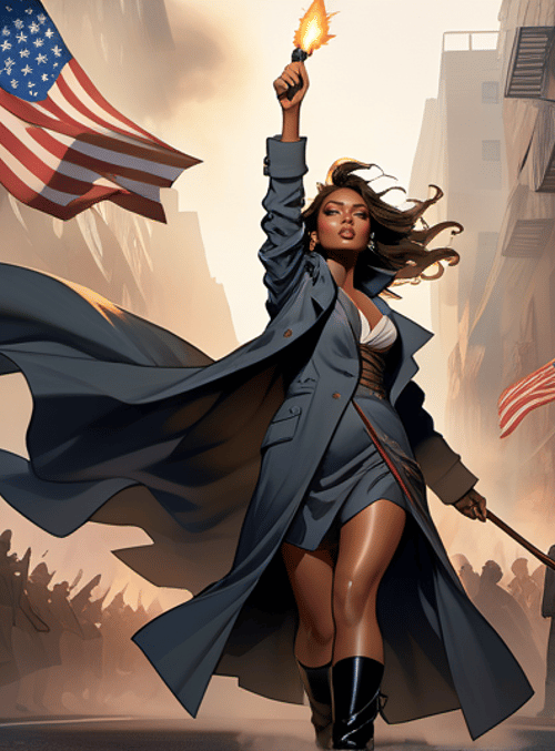 woman, protester, flag