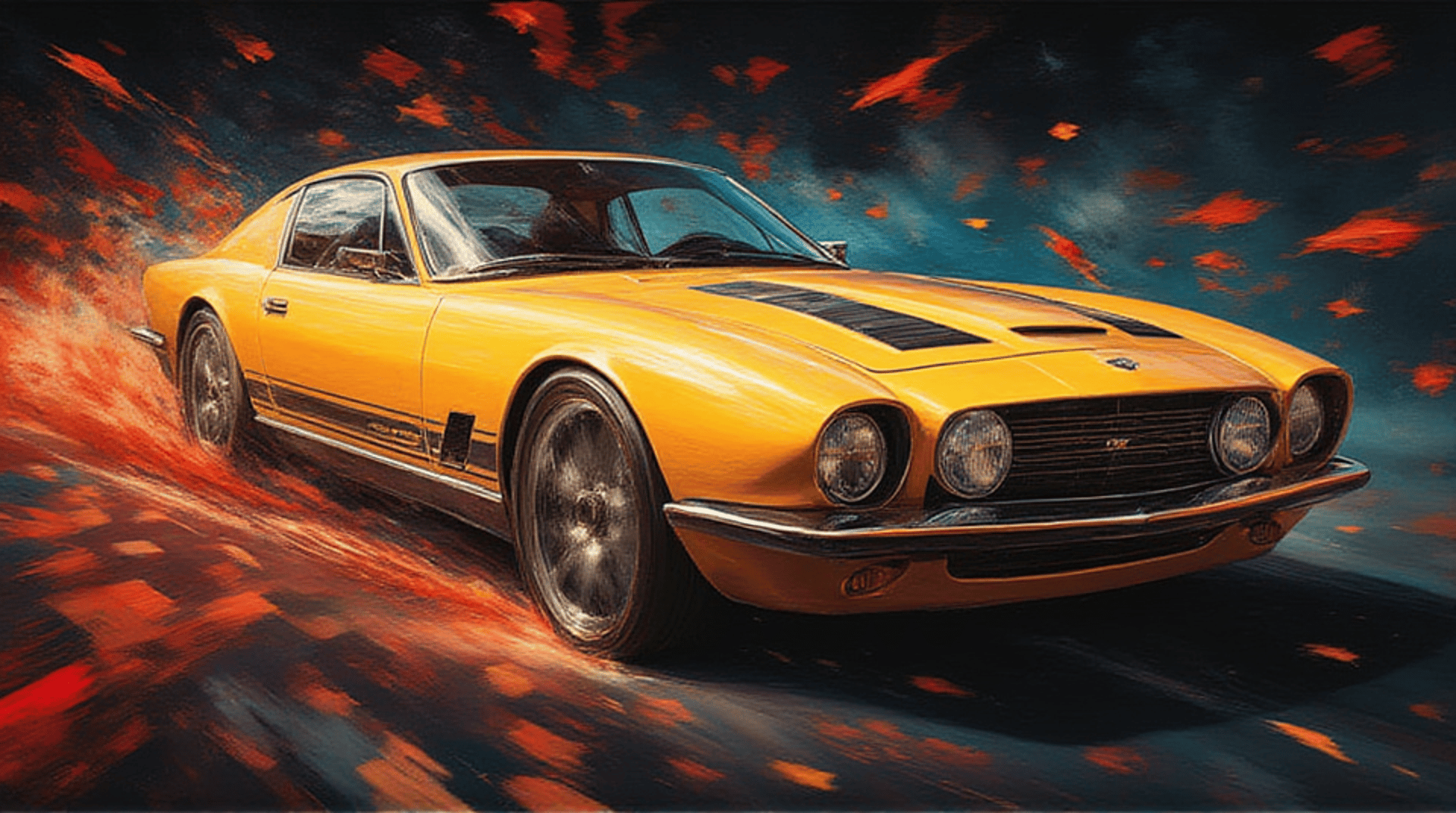 AI generated wallpaper featuring car, sports car, yellow car