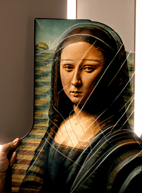mona lisa, mirror, reflection