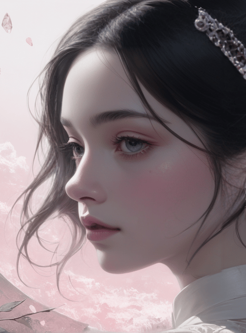 woman, rose, moon